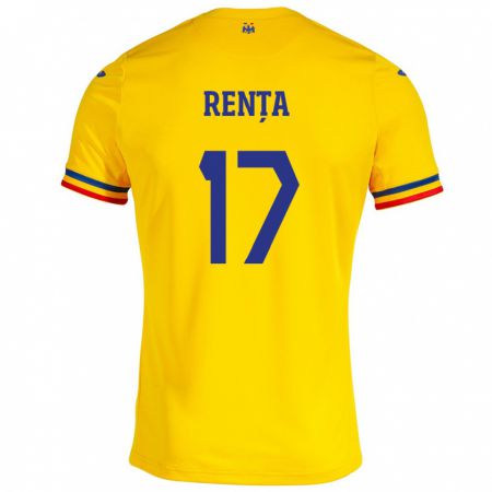 Kandiny Muži Rumunsko Denis Rența #17 Žltá Dresy Hazai Csapatmez 24-26 Triĭká