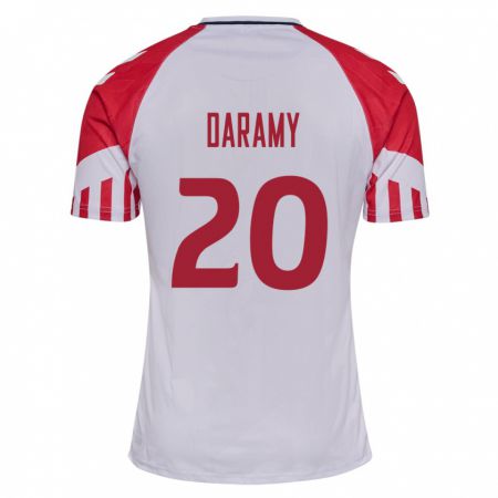 Kandiny Muži Dánske Mohamed Daramy #20 Biely Dresy Idegenbeli Csapatmez 24-26 Triĭká
