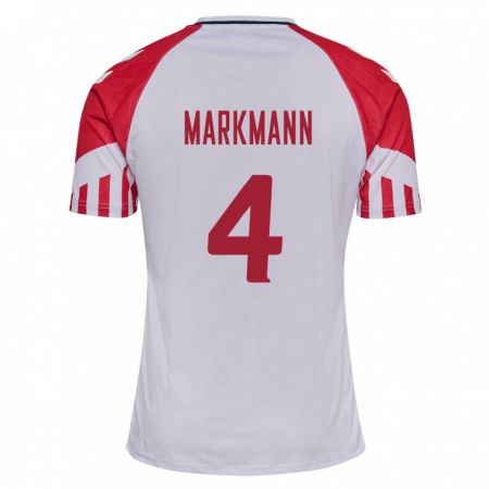 Kandiny Muži Dánske Noah Markmann #4 Biely Dresy Idegenbeli Csapatmez 24-26 Triĭká