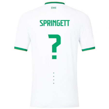 Kandiny Muži Írsko Tony Springett #0 Biely Dresy Idegenbeli Csapatmez 24-26 Triĭká
