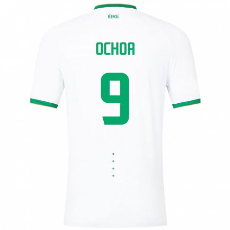 Kandiny Muži Írsko Aarón Ochoa #9 Biely Dresy Idegenbeli Csapatmez 24-26 Triĭká