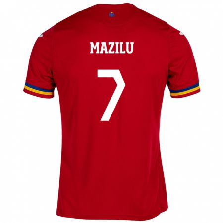 Kandiny Muži Rumunsko Adrian Mazilu #7 Červená Dresy Idegenbeli Csapatmez 24-26 Triĭká