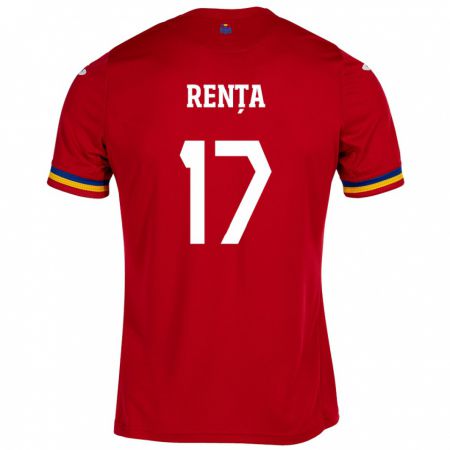 Kandiny Muži Rumunsko Denis Rența #17 Červená Dresy Idegenbeli Csapatmez 24-26 Triĭká