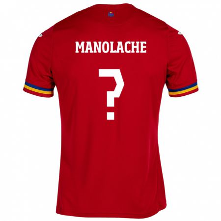 Kandiny Muži Rumunsko Luca Manolache #0 Červená Dresy Idegenbeli Csapatmez 24-26 Triĭká