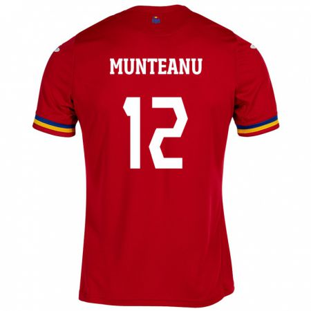 Kandiny Muži Rumunsko Rafael Munteanu #12 Červená Dresy Idegenbeli Csapatmez 24-26 Triĭká