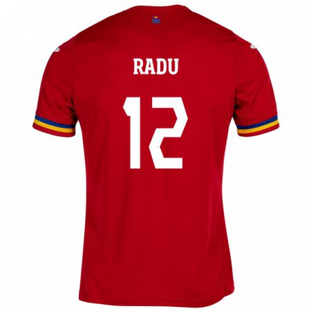 Kandiny Muži Rumunsko Riccardo Radu #12 Červená Dresy Idegenbeli Csapatmez 24-26 Triĭká