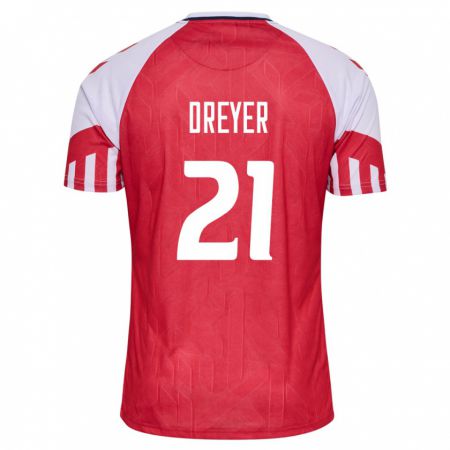 Kandiny Ženy Dánske Anders Dreyer #21 Červená Dresy Hazai Csapatmez 24-26 Triĭká