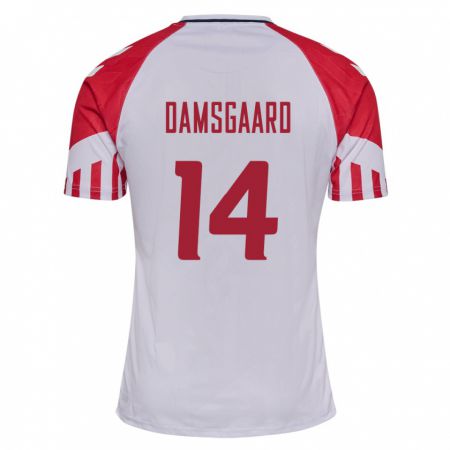 Kandiny Ženy Dánske Mikkel Damsgaard #14 Biely Dresy Idegenbeli Csapatmez 24-26 Triĭká