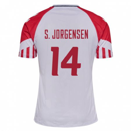 Kandiny Ženy Dánske Sebastian Jorgensen #14 Biely Dresy Idegenbeli Csapatmez 24-26 Triĭká