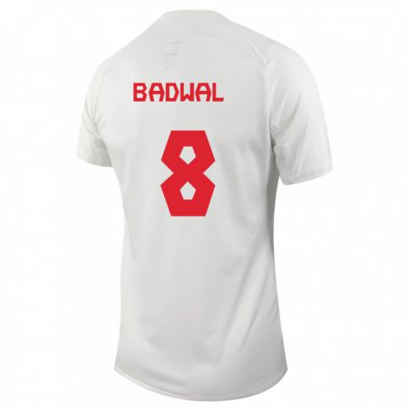 Kandiny Ženy Kanadské Jeevan Badwal #8 Biely Dresy Idegenbeli Csapatmez 24-26 Triĭká