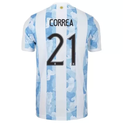 Ženy Argentínske národné futbalové mužstvo Angel Correa #21 Domáci Modrá Biela Dresy 2021 Košele Dres
