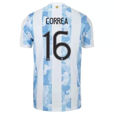 Deti Argentínske národné futbalové mužstvo Joaquin Correa #16 Domáci Modrá Biela Dresy 2021 Košele Dres