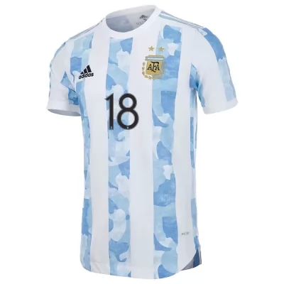 Deti Argentínske Národné Futbalové Mužstvo Guido Rodriguez #18 Domáci Modrá Biela Dresy 2021 Košele Dres