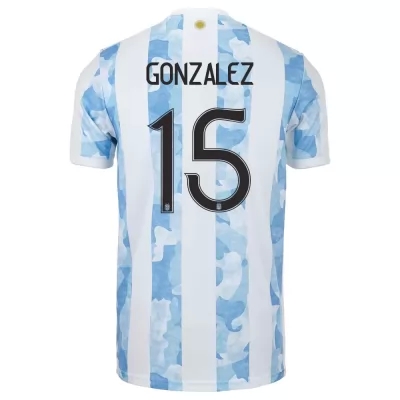 Muži Argentínske národné futbalové mužstvo Nicolas Gonzalez #15 Domáci Modrá Biela Dresy 2021 Košele Dres