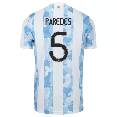 Muži Argentínske národné futbalové mužstvo Leandro Paredes #5 Domáci Modrá Biela Dresy 2021 Košele Dres