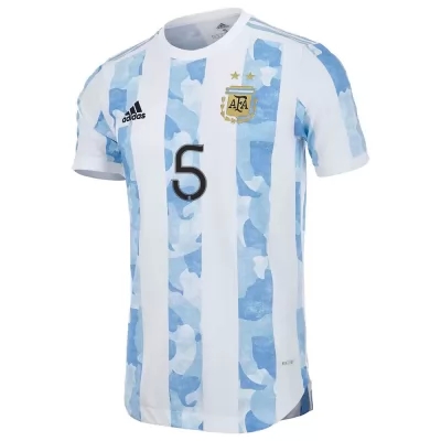 Muži Argentínske Národné Futbalové Mužstvo Leandro Paredes #5 Domáci Modrá Biela Dresy 2021 Košele Dres