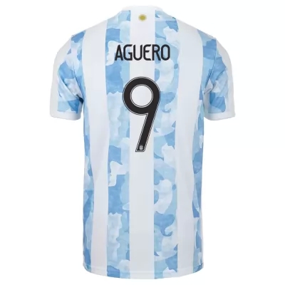 Deti Argentínske národné futbalové mužstvo Sergio Aguero #9 Domáci Modrá Biela Dresy 2021 Košele Dres