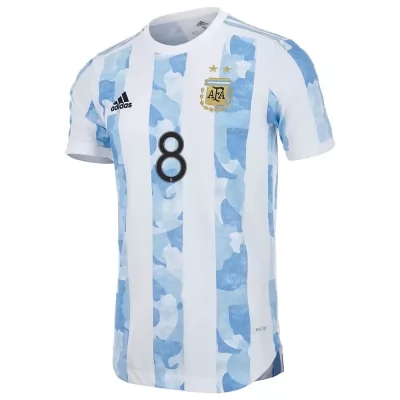 Muži Argentínske Národné Futbalové Mužstvo Marcos Acuña #8 Domáci Modrá Biela Dresy 2021 Košele Dres