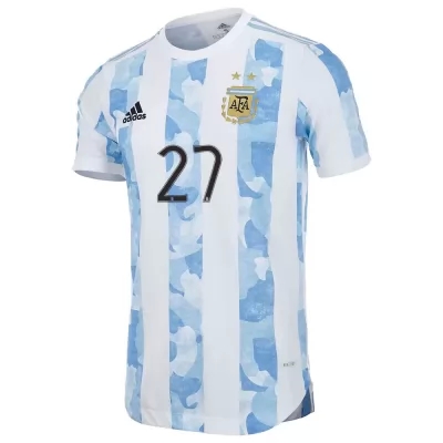 Muži Argentínske Národné Futbalové Mužstvo Julian Alvarez #27 Domáci Modrá Biela Dresy 2021 Košele Dres