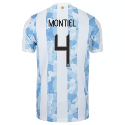 Ženy Argentínske národné futbalové mužstvo Gonzalo Montiel #4 Domáci Modrá Biela Dresy 2021 Košele Dres