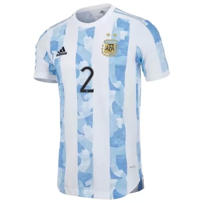 Deti Argentínske Národné Futbalové Mužstvo Lucas Martinez Quarta #2 Domáci Modrá Biela Dresy 2021 Košele Dres