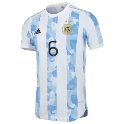 Deti Argentínske Národné Futbalové Mužstvo German Pezzella #6 Domáci Modrá Biela Dresy 2021 Košele Dres