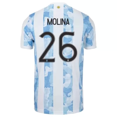 Deti Argentínske národné futbalové mužstvo Nahuel Molina #26 Domáci Modrá Biela Dresy 2021 Košele Dres