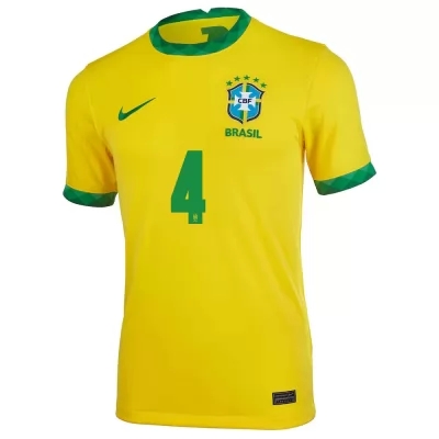 Ženy Brazílske Národné Futbalové Mužstvo Marquinhos #4 Domáci žltá Dresy 2021 Košele Dres