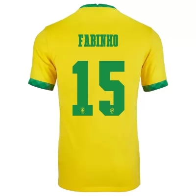 Deti Brazílske národné futbalové mužstvo Fabinho #15 Domáci žltá Dresy 2021 Košele Dres