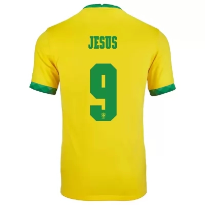 Deti Brazílske národné futbalové mužstvo Gabriel Jesus #9 Domáci žltá Dresy 2021 Košele Dres