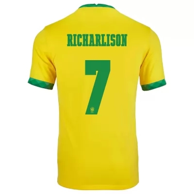 Deti Brazílske národné futbalové mužstvo Richarlison #7 Domáci žltá Dresy 2021 Košele Dres