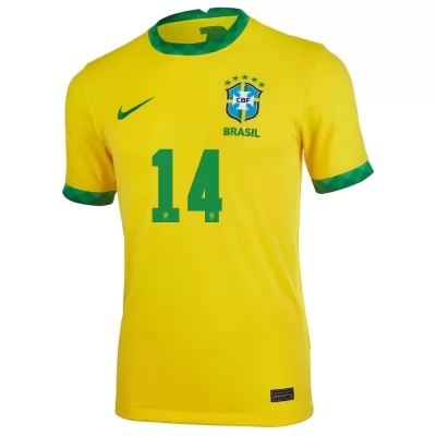 Ženy Brazílske Národné Futbalové Mužstvo Eder Militao #14 Domáci žltá Dresy 2021 Košele Dres