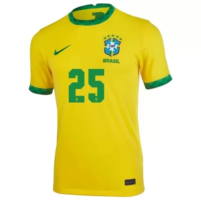 Ženy Brazílske Národné Futbalové Mužstvo Douglas Luiz #25 Domáci žltá Dresy 2021 Košele Dres