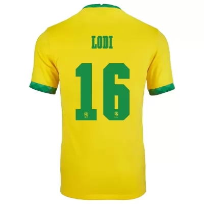 Deti Brazílske národné futbalové mužstvo Renan Lodi #16 Domáci žltá Dresy 2021 Košele Dres
