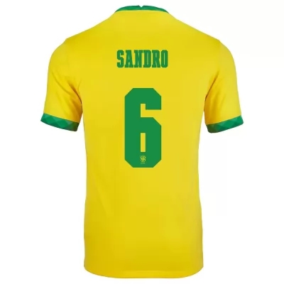 Deti Brazílske národné futbalové mužstvo Alex Sandro #6 Domáci žltá Dresy 2021 Košele Dres