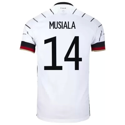 Ženy Nemecké národné futbalové mužstvo Jamal Musiala #14 Domáci Biely Dresy 2021 Košele Dres