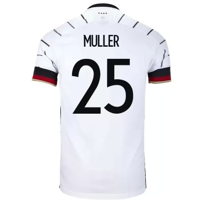 Deti Nemecké národné futbalové mužstvo Thomas Muller #25 Domáci Biely Dresy 2021 Košele Dres