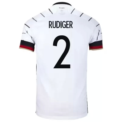 Muži Nemecké národné futbalové mužstvo Antonio Rudiger #2 Domáci Biely Dresy 2021 Košele Dres