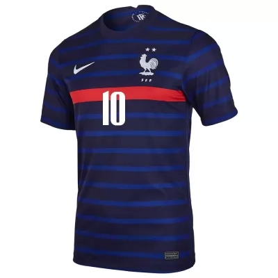 Deti Francúzske Národné Futbalové Mužstvo Kylian Mbappe #10 Domáci Tmavomodrá Dresy 2021 Košele Dres