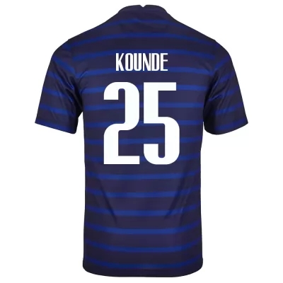 Deti Francúzske národné futbalové mužstvo Jules Kounde #25 Domáci Tmavomodrá Dresy 2021 Košele Dres