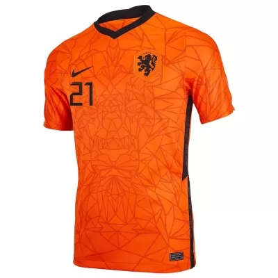Deti Holandské Národné Futbalové Mužstvo Frenkie De Jong #21 Domáci Oranžová Dresy 2021 Košele Dres