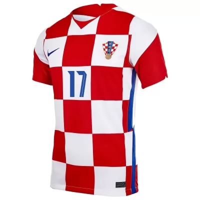 Deti Chorvátske Národné Futbalové Mužstvo Ante Rebic #17 Domáci Červená Biela Dresy 2021 Košele Dres