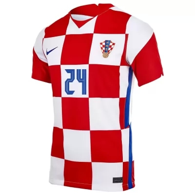Muži Chorvátske Národné Futbalové Mužstvo Domagoj Bradaric #24 Domáci Červená Biela Dresy 2021 Košele Dres