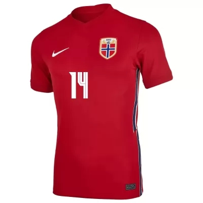 Muži Nórske Národné Futbalové Mužstvo Julian Ryerson #14 Domáci Červená Dresy 2021 Košele Dres