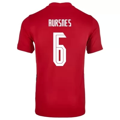 Muži Nórske Národné Futbalové Mužstvo Fredrik Aursnes #6 Domáci Červená Dresy 2021 Košele Dres