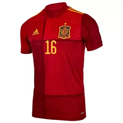 Muži Španielske Národné Futbalové Mužstvo Rodri #16 Domáci Červená Dresy 2021 Košele Dres