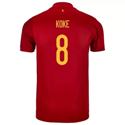 Muži Španielske národné futbalové mužstvo Koke #8 Domáci Červená Dresy 2021 Košele Dres