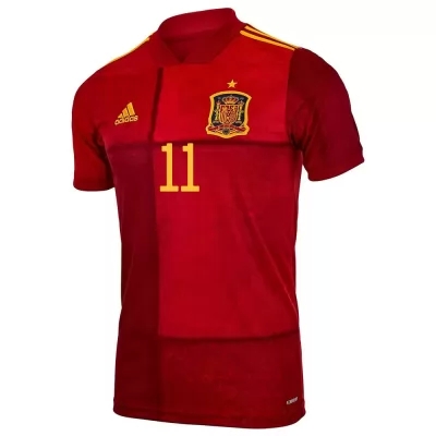 Deti Španielske Národné Futbalové Mužstvo Ferran Torres #11 Domáci Červená Dresy 2021 Košele Dres