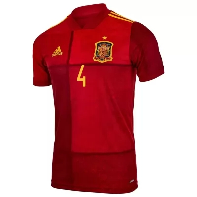 Deti Španielske Národné Futbalové Mužstvo Pau Torres #4 Domáci Červená Dresy 2021 Košele Dres