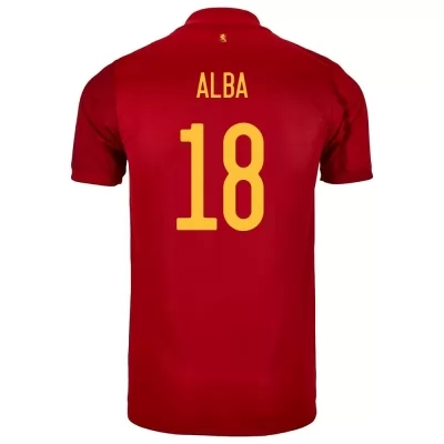 Muži Španielske národné futbalové mužstvo Jordi Alba #18 Domáci Červená Dresy 2021 Košele Dres